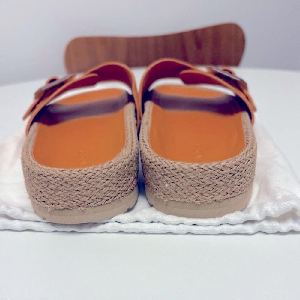 VINCE Grant Suede Buckle Slide Sandals – Orange Suede – NWOT – Size 9 (Fits 9.5) - Picture 6 of 11